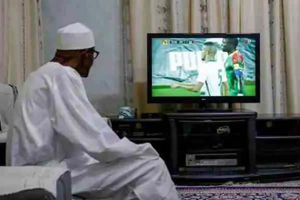 Photo Of President Buhari Watching Nigeria Vs Cameroon Match